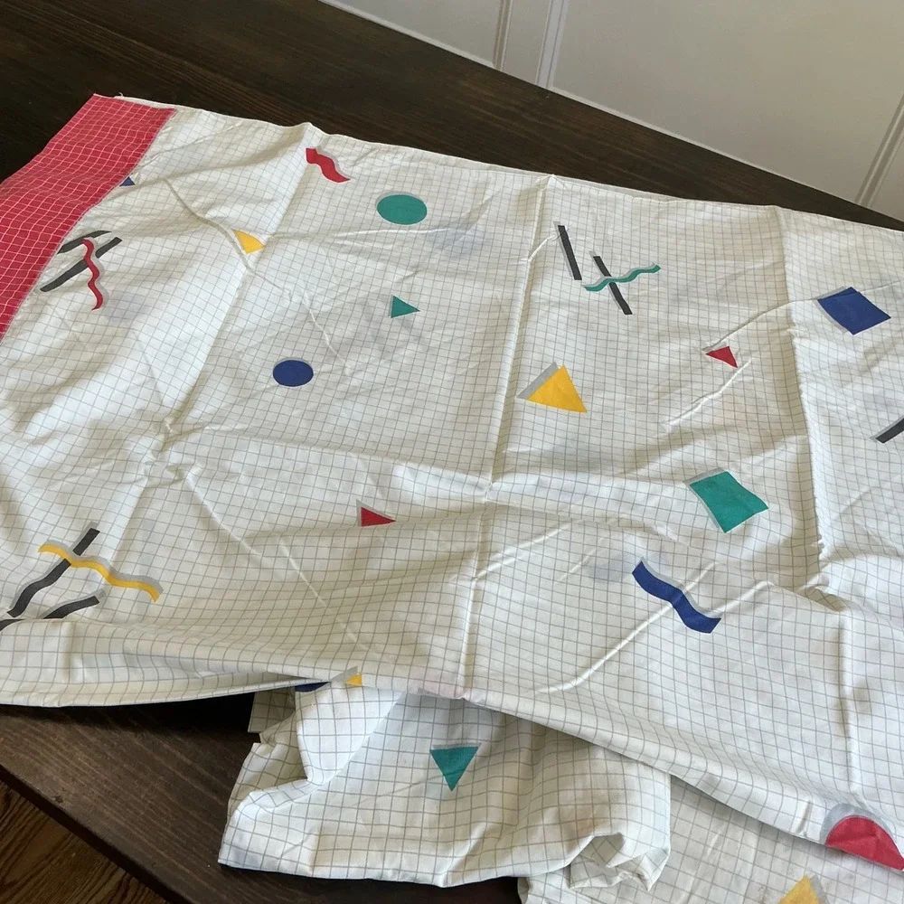 Vintage Cannon 80s Twin Sheet Set Home Alone Full House Red Grid 4pc USA